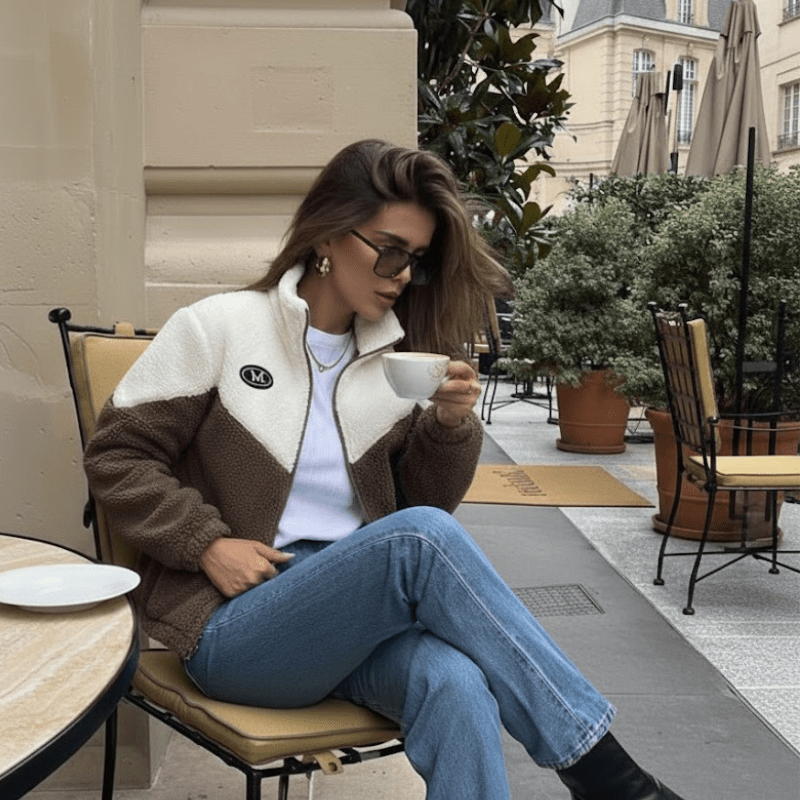 Women Jacket Colored Thickened Lamb Fleece Long Sleeve Mid Length Overcoat Warm Topcoat Quilted Top Autumn Winter Overgarmen Blue Wolf Store